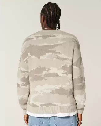 Kastenförmiger Rundhalspullover mit Camouflage-Muster
