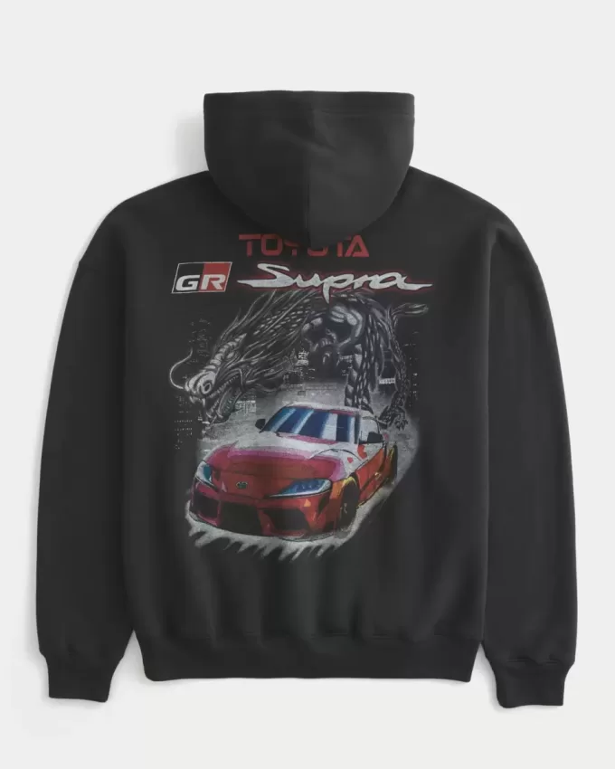 Kastenförmiger Toyota Supra-Kapuzenpullover mit Grafik Kastenförmiger Toyota Supra-Kapuzenpullover mit Grafik
