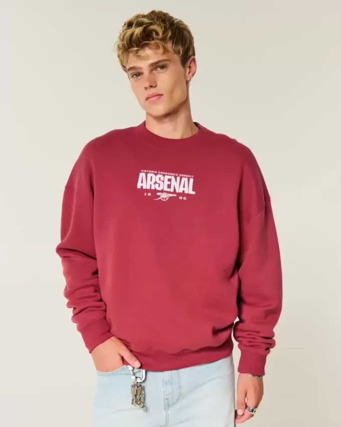 Kastenförmiges Arsenal FC-Sweatshirt mit Rundhalsausschnitt und Grafik Kastenförmiges Arsenal FC-Sweatshirt mit Rundhalsausschnitt und Grafik