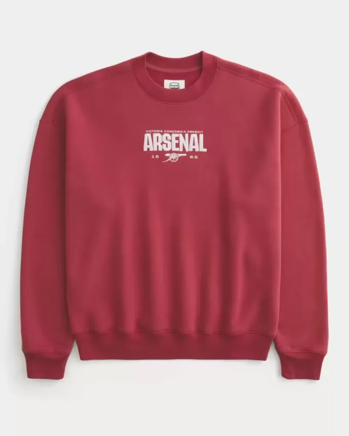 Kastenförmiges Arsenal FC-Sweatshirt mit Rundhalsausschnitt und Grafik Kastenförmiges Arsenal FC-Sweatshirt mit Rundhalsausschnitt und Grafik