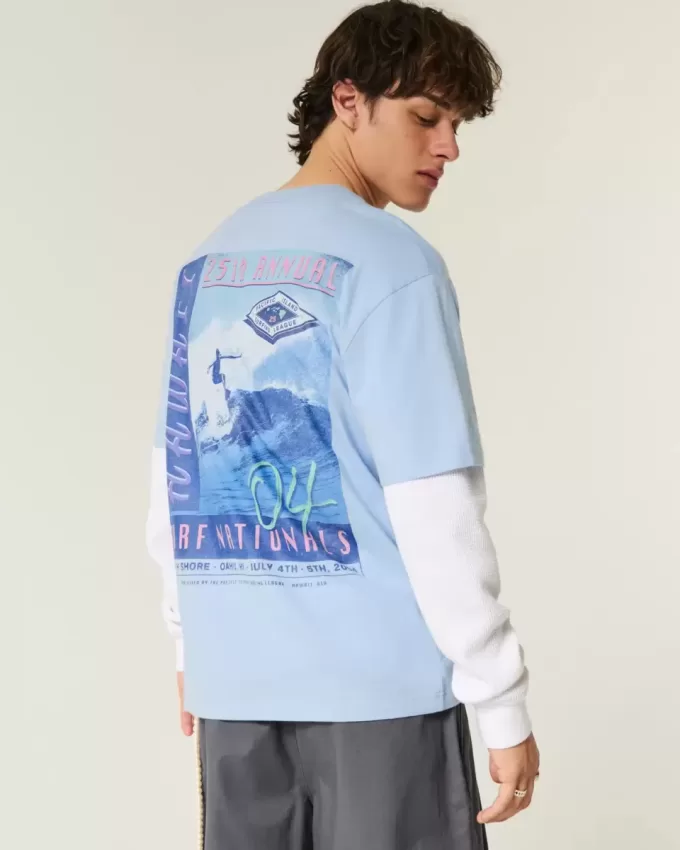 Kastenförmiges Hawaii-Surf-T-Shirt mit Grafik Kastenförmiges Hawaii-Surf-T-Shirt mit Grafik