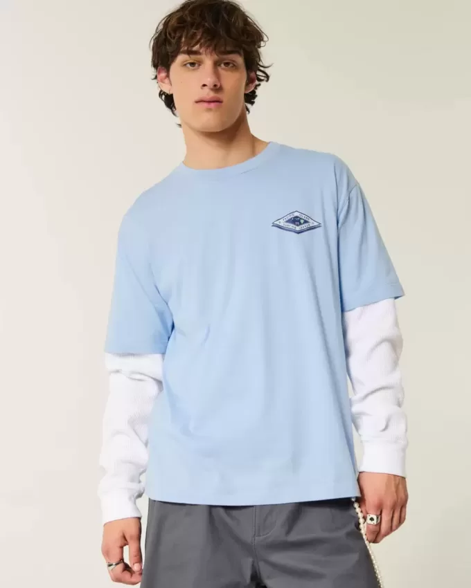 Kastenförmiges Hawaii-Surf-T-Shirt mit Grafik Kastenförmiges Hawaii-Surf-T-Shirt mit Grafik