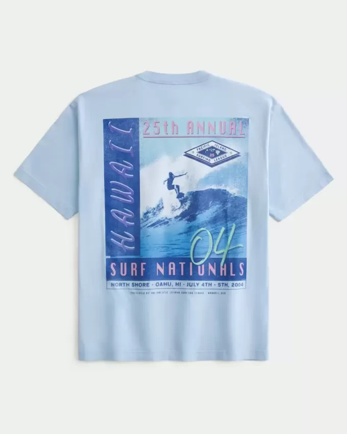 Kastenförmiges Hawaii-Surf-T-Shirt mit Grafik Kastenförmiges Hawaii-Surf-T-Shirt mit Grafik