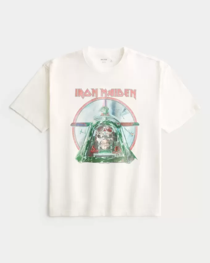 Kastenförmiges Iron Maiden-T-Shirt mit Grafik Kastenförmiges Iron Maiden-T-Shirt mit Grafik