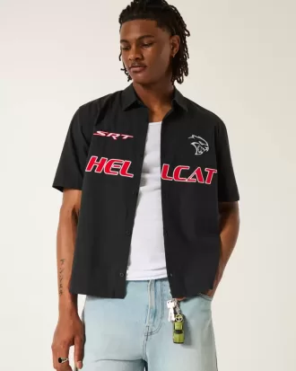 Kastenförmiges Kurzarm-Shirt mit Dodge Hellcat-Grafik
