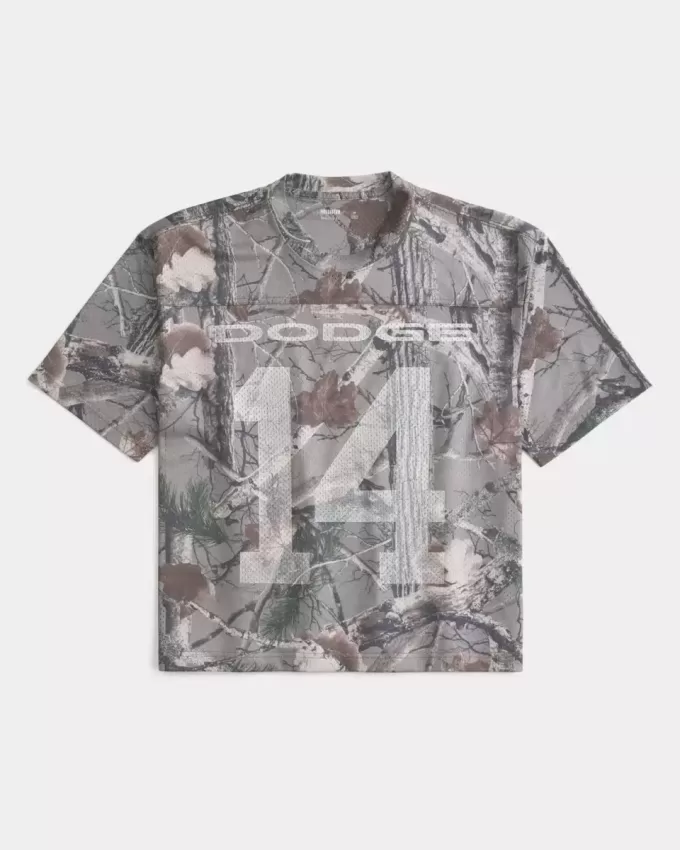 Kastenförmiges, kurzes Camo Dodge-Grafiktrikot Kastenförmiges, kurzes Camo Dodge-Grafiktrikot