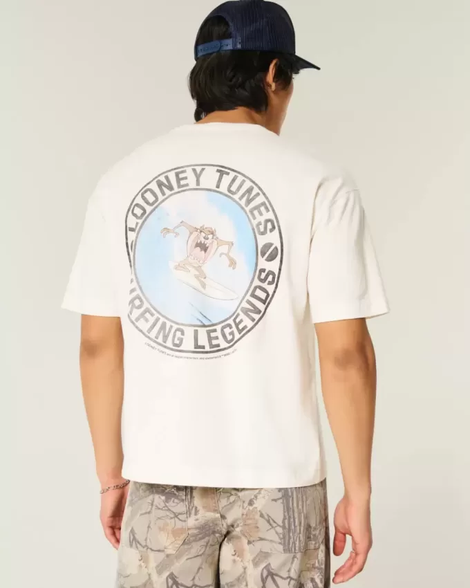 Kastenförmiges, kurzes Looney Tunes Taz-Grafik-T-Shirt Kastenförmiges, kurzes Looney Tunes Taz-Grafik-T-Shirt