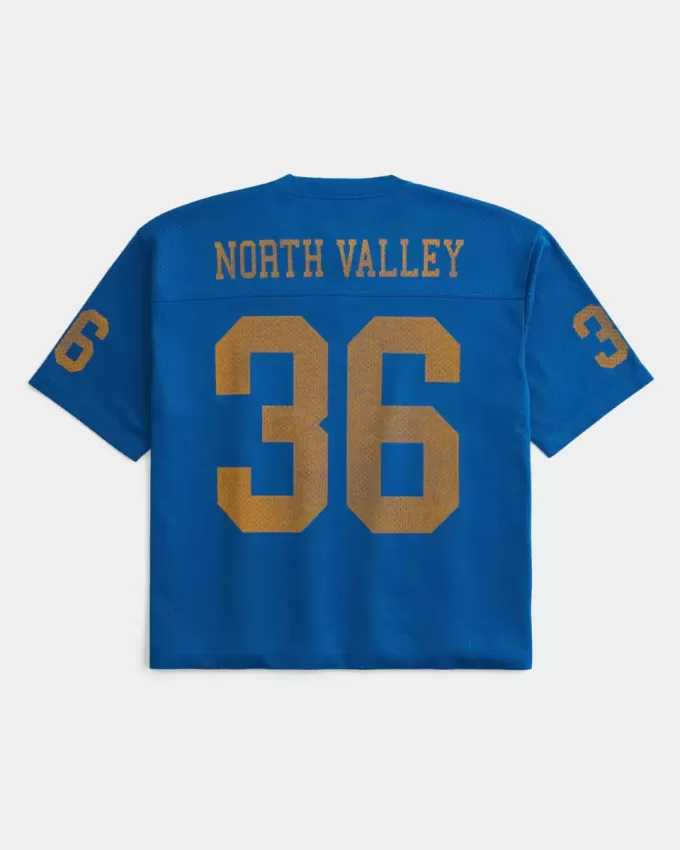Kastenförmiges, kurzes Netztrikot mit North Valley-Grafik Kastenförmiges, kurzes Netztrikot mit North Valley-Grafik