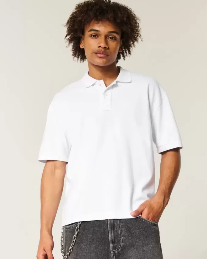 Kastenförmiges, kurzes Poloshirt Kastenförmiges, kurzes Poloshirt