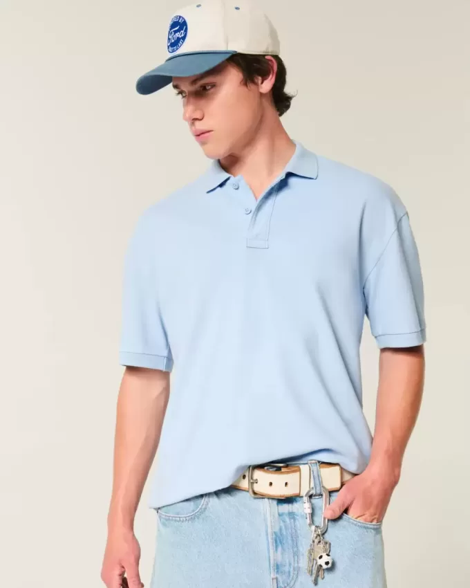 Kastenförmiges, kurzes Poloshirt