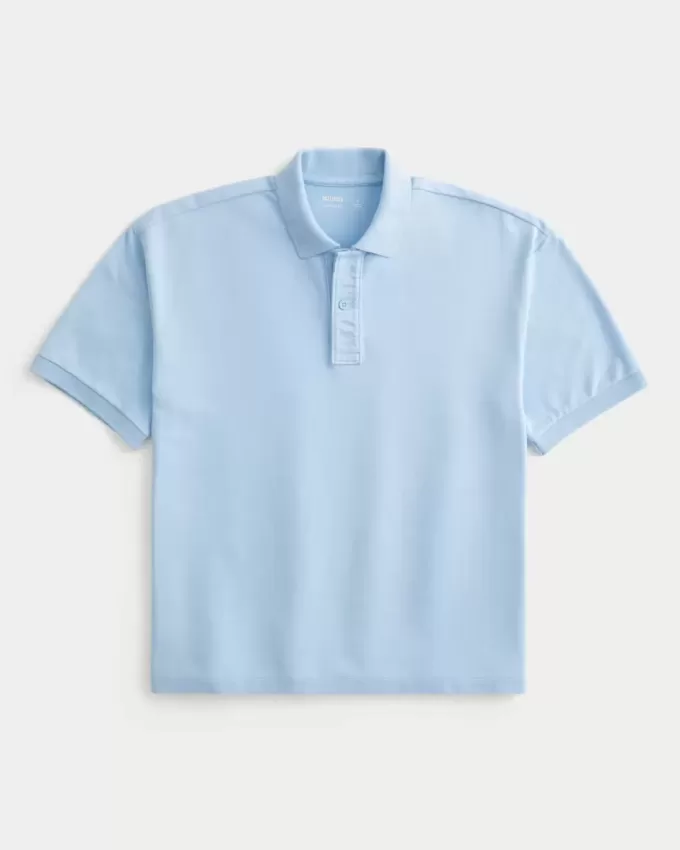 Kastenförmiges, kurzes Poloshirt