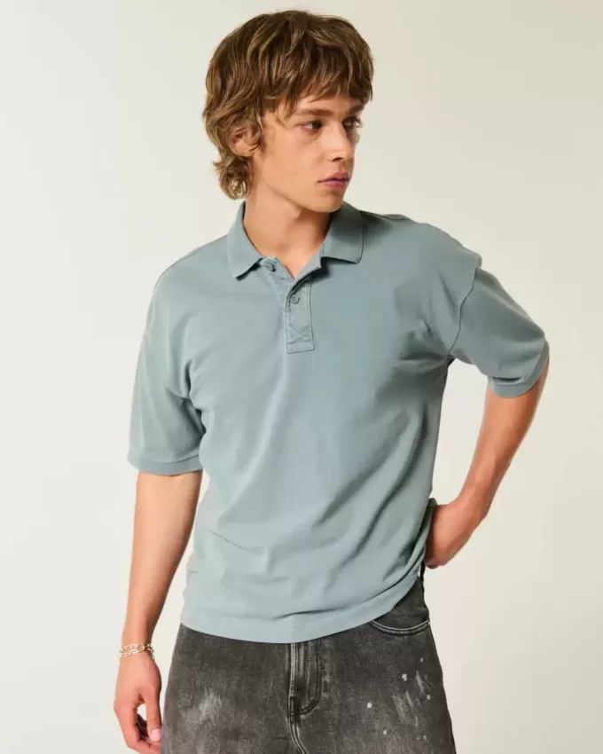 Kastenförmiges, kurzes Poloshirt