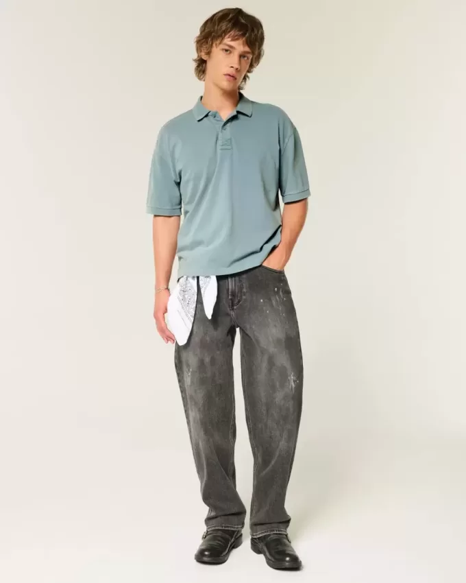 Kastenförmiges, kurzes Poloshirt