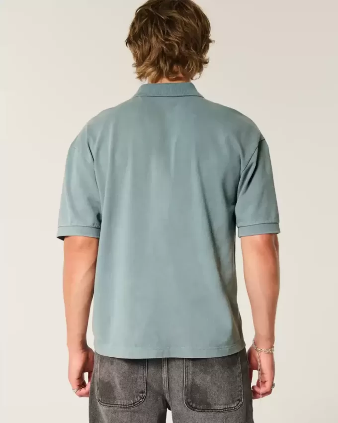 Kastenförmiges, kurzes Poloshirt