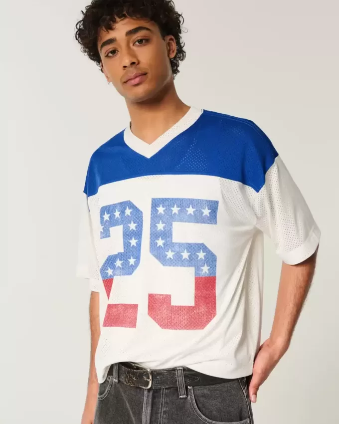 Kastenförmiges, kurzes Trikot mit Zahlengrafik
