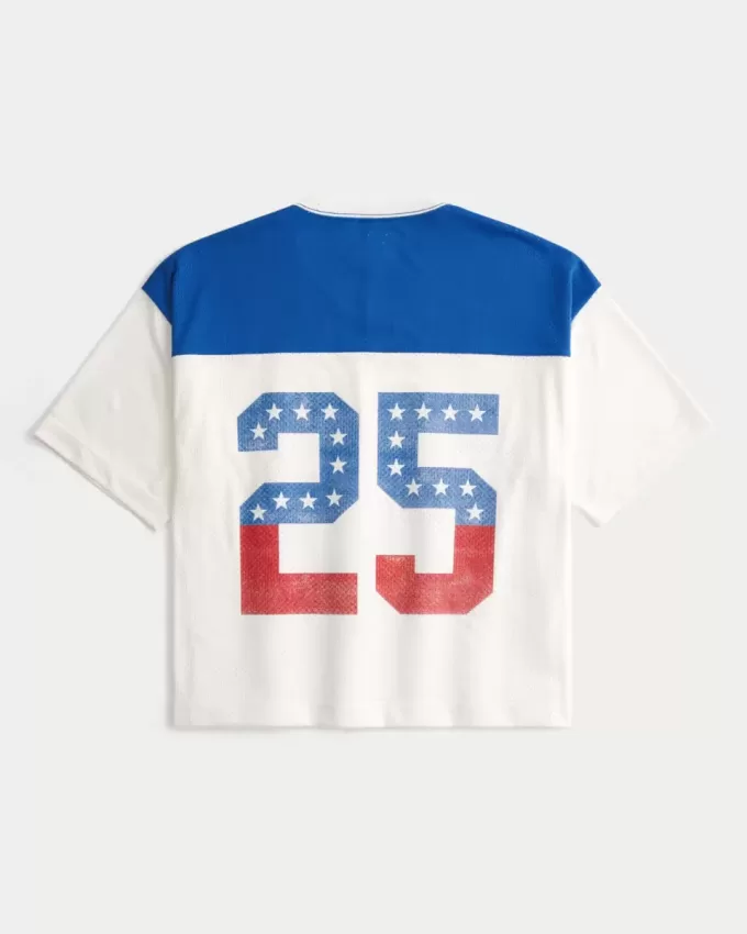 Kastenförmiges, kurzes Trikot mit Zahlengrafik