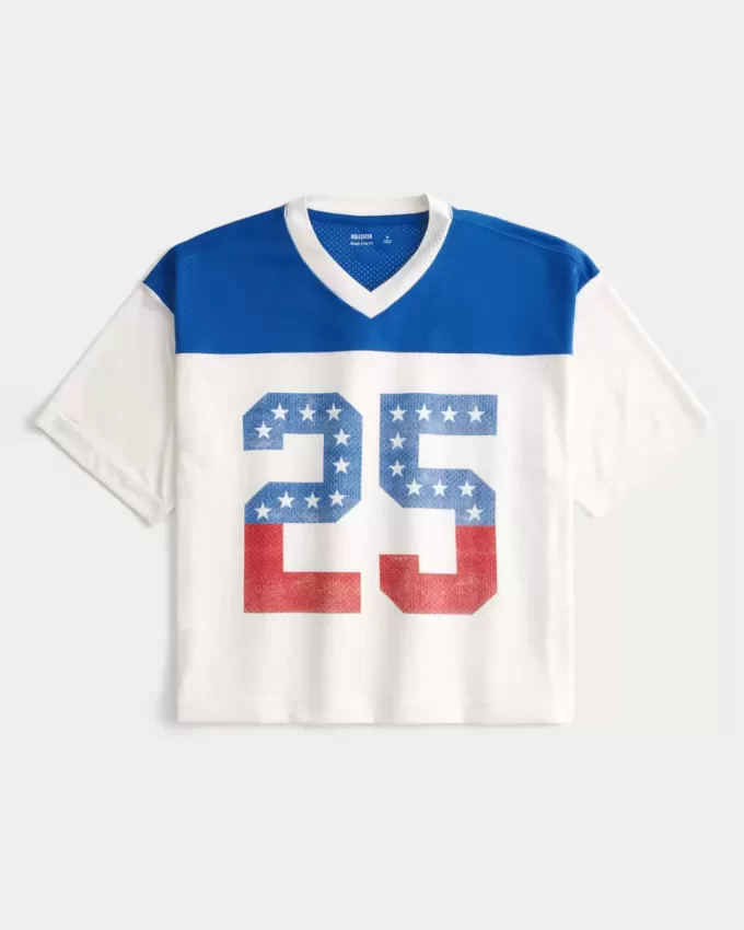 Kastenförmiges, kurzes Trikot mit Zahlengrafik