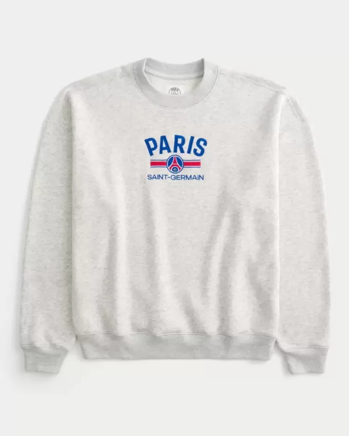 Kastenförmiges Rundhals-Sweatshirt mit Paris Saint-Germain-Grafik Kastenförmiges Rundhals-Sweatshirt mit Paris Saint-Germain-Grafik
