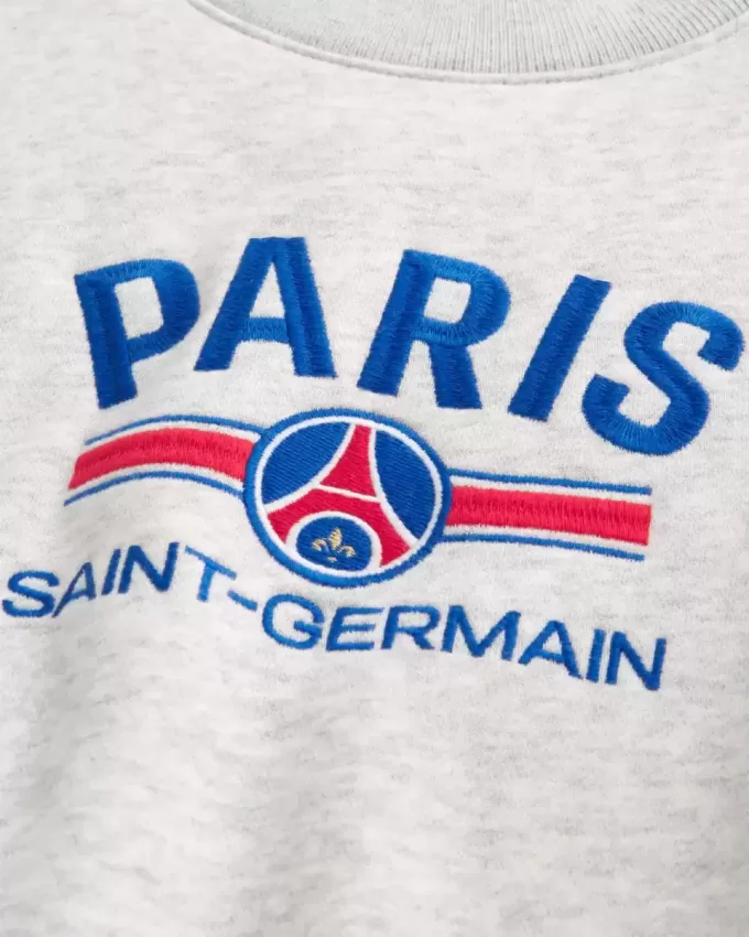 Kastenförmiges Rundhals-Sweatshirt mit Paris Saint-Germain-Grafik Kastenförmiges Rundhals-Sweatshirt mit Paris Saint-Germain-Grafik
