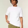 Kastenförmiges Rundhals-T-Shirt aus schwerer Baumwolle Kastenförmiges Rundhals-T-Shirt aus schwerer Baumwolle