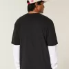 Kastenförmiges Rundhals-T-Shirt aus schwerer Baumwolle Kastenförmiges Rundhals-T-Shirt aus schwerer Baumwolle
