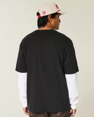 Kastenförmiges Rundhals-T-Shirt aus schwerer Baumwolle Kastenförmiges Rundhals-T-Shirt aus schwerer Baumwolle