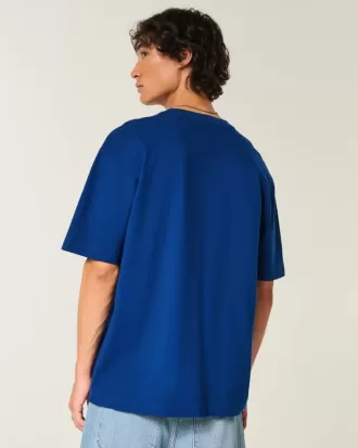 Kastenförmiges Rundhals-T-Shirt aus schwerer Baumwolle
