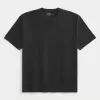 Kastenförmiges Rundhals-T-Shirt aus schwerer Baumwolle Kastenförmiges Rundhals-T-Shirt aus schwerer Baumwolle