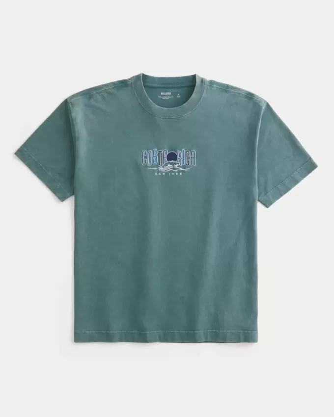 Kastenförmiges, schweres Costa Rica-T-Shirt mit Grafik Kastenförmiges, schweres Costa Rica-T-Shirt mit Grafik