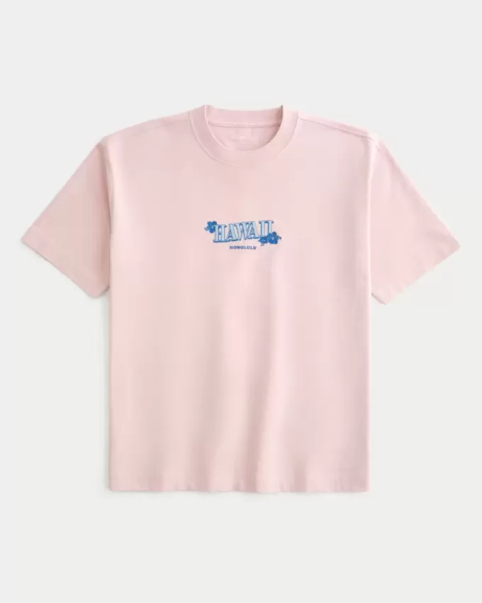 Kastenförmiges, schweres Hawaii-T-Shirt mit Grafik Kastenförmiges, schweres Hawaii-T-Shirt mit Grafik