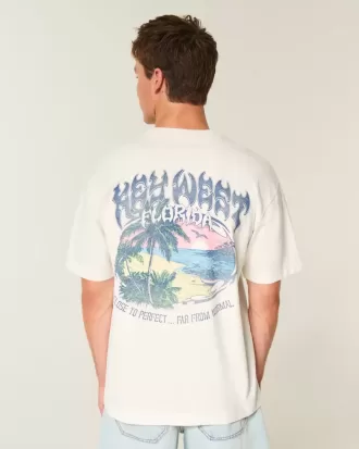 Kastenförmiges, schweres Key West-T-Shirt mit Grafik