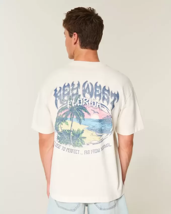 Kastenförmiges, schweres Key West-T-Shirt mit Grafik Kastenförmiges, schweres Key West-T-Shirt mit Grafik