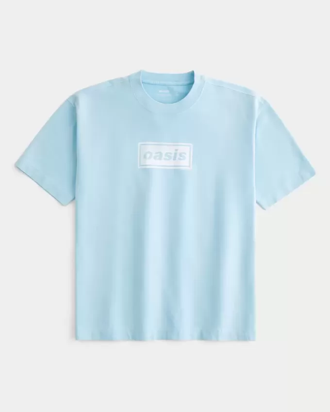 Kastenförmiges, schweres Oasis-T-Shirt mit Grafik Kastenförmiges, schweres Oasis-T-Shirt mit Grafik