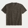 Kastenförmiges, schweres Rundhals-T-Shirt aus Baumwolle mit Leopardenmuster Kastenförmiges, schweres Rundhals-T-Shirt aus Baumwolle mit Leopardenmuster