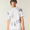 Kastenförmiges, schweres T-Shirt aus Batik-Baumwolle mit Rundhalsausschnitt Kastenförmiges, schweres T-Shirt aus Batik-Baumwolle mit Rundhalsausschnitt