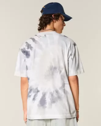 Kastenförmiges, schweres T-Shirt aus Batik-Baumwolle mit Rundhalsausschnitt
