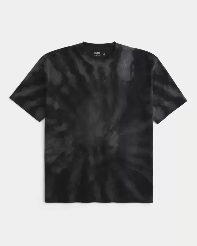 Kastenförmiges, schweres T-Shirt aus Batik-Baumwolle mit Rundhalsausschnitt Kastenförmiges, schweres T-Shirt aus Batik-Baumwolle mit Rundhalsausschnitt