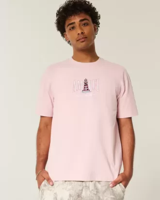 Kastenförmiges, schweres T-Shirt mit Amalfiküsten-Grafik