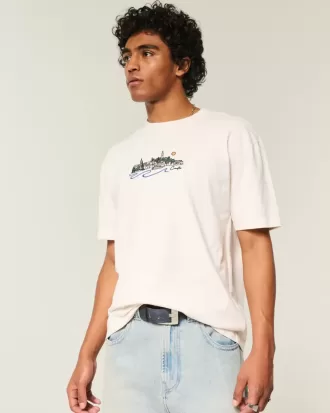 Kastenförmiges, schweres T-Shirt mit Kroatien-Grafik