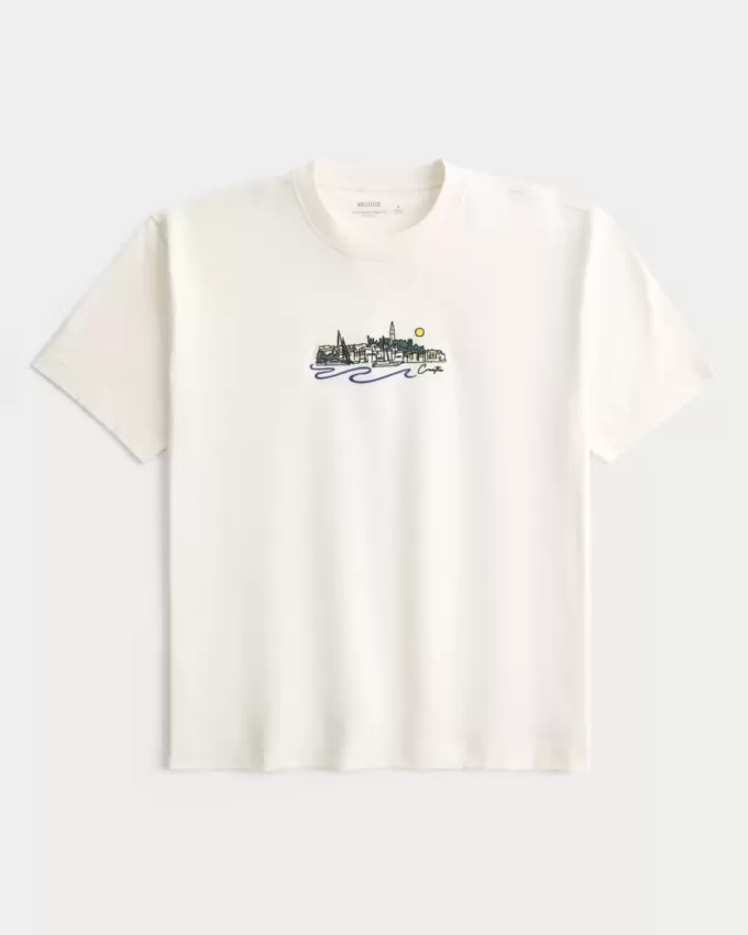 Kastenförmiges, schweres T-Shirt mit Kroatien-Grafik Kastenförmiges, schweres T-Shirt mit Kroatien-Grafik