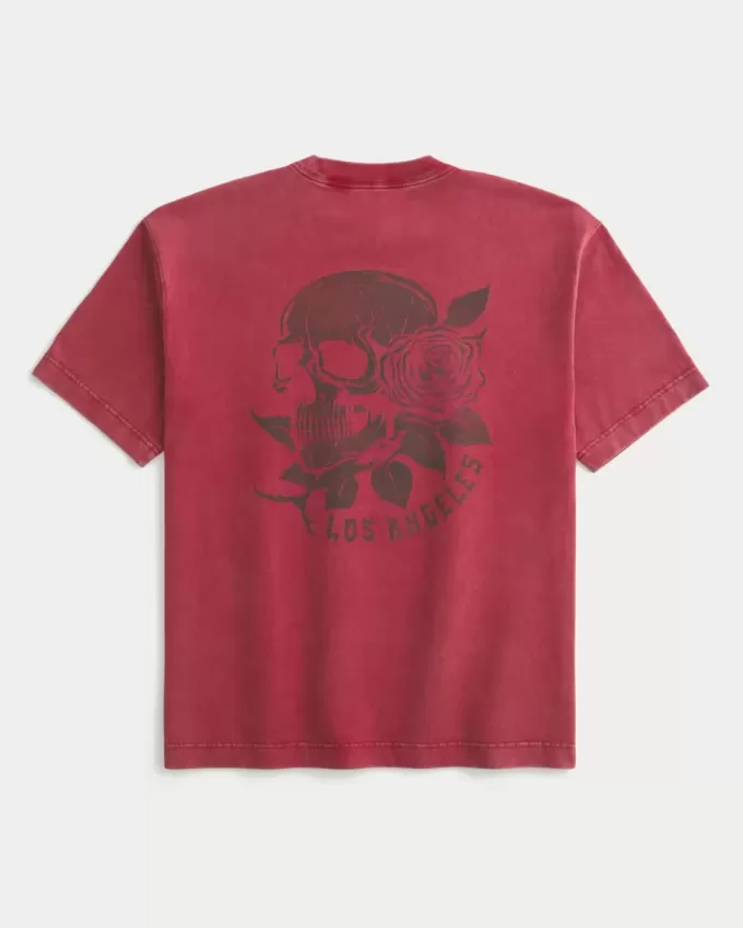 Kastenförmiges, schweres T-Shirt mit Los Angeles-Grafik Kastenförmiges, schweres T-Shirt mit Los Angeles-Grafik