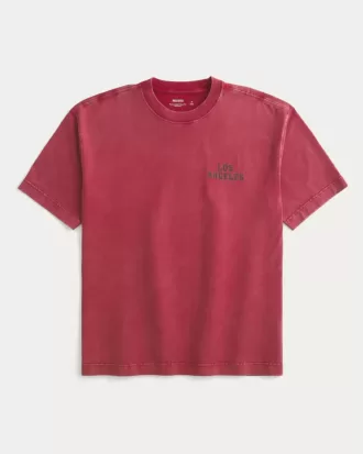 Kastenförmiges, schweres T-Shirt mit Los Angeles-Grafik
