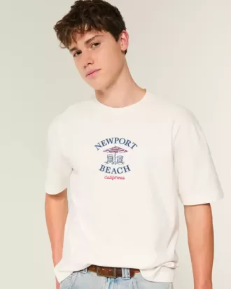 Kastenförmiges, schweres T-Shirt mit Newport Beach-Grafik