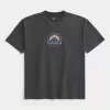 Kastenförmiges, schweres T-Shirt mit Oahu-Grafik Kastenförmiges, schweres T-Shirt mit Oahu-Grafik