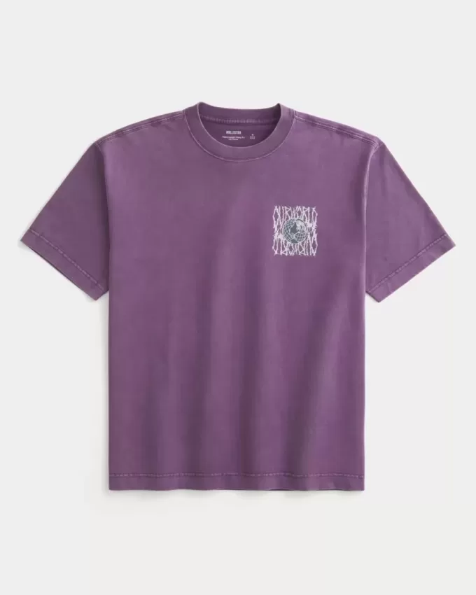 Kastenförmiges, schweres T-Shirt mit „Our World“-Grafik Kastenförmiges, schweres T-Shirt mit „Our World“-Grafik