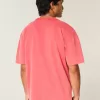 Kastenförmiges, schweres T-Shirt mit Rundhalsausschnitt aus gewaschener Baumwolle Kastenförmiges, schweres T-Shirt mit Rundhalsausschnitt aus gewaschener Baumwolle