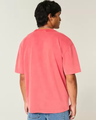 Kastenförmiges, schweres T-Shirt mit Rundhalsausschnitt aus gewaschener Baumwolle Kastenförmiges, schweres T-Shirt mit Rundhalsausschnitt aus gewaschener Baumwolle