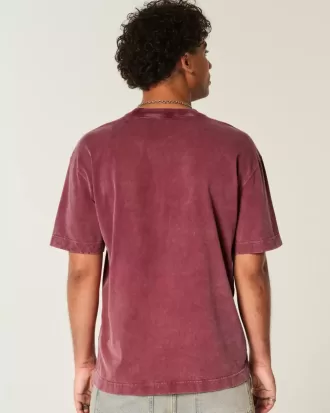 Kastenförmiges, schweres T-Shirt mit Rundhalsausschnitt aus gewaschener Baumwolle