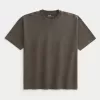 Kastenförmiges, schweres T-Shirt mit Rundhalsausschnitt aus gewaschener Baumwolle Kastenförmiges, schweres T-Shirt mit Rundhalsausschnitt aus gewaschener Baumwolle