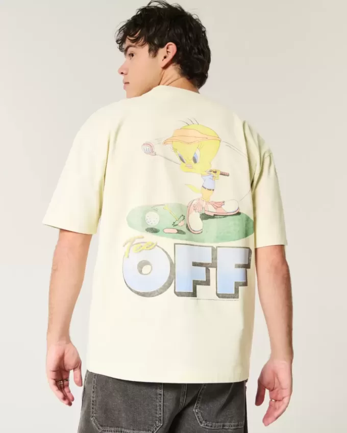 Kastenförmiges, schweres Tweety Golf-T-Shirt mit Grafik Kastenförmiges, schweres Tweety Golf-T-Shirt mit Grafik